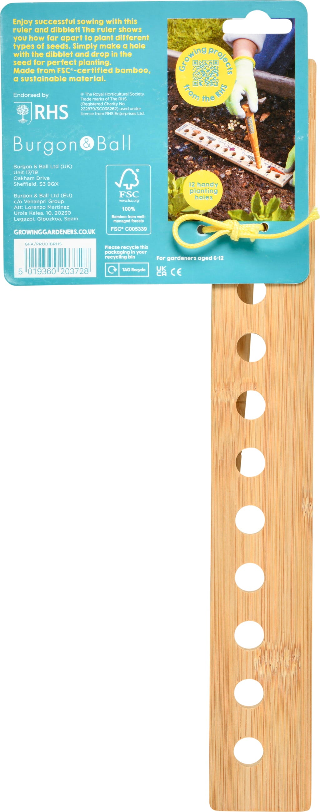 Burgon & Ball Seed Ruler and Dibbet - 1 set.