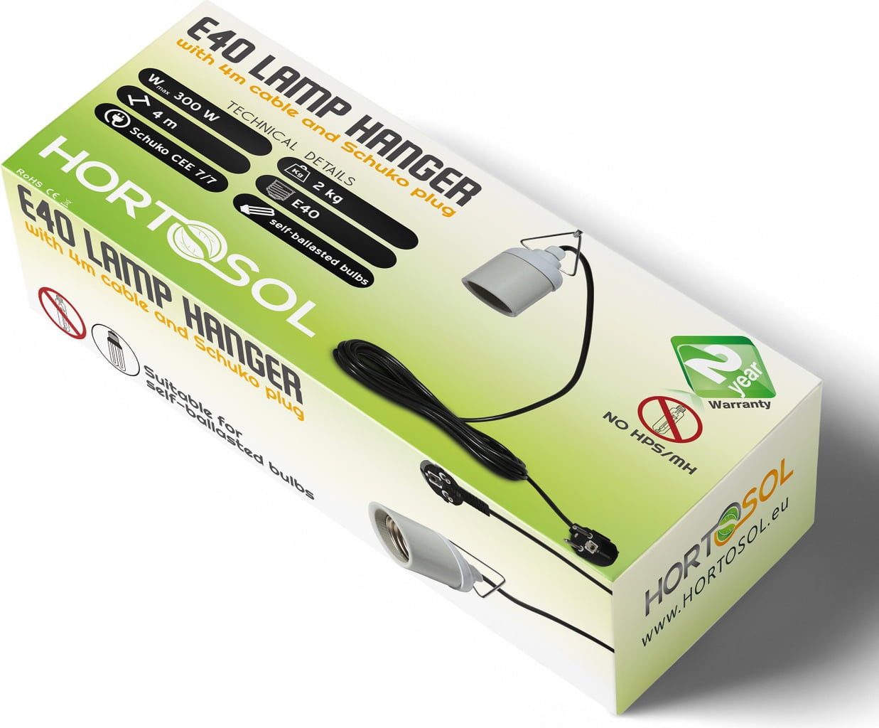 Hortosol E40 Lamp Hanger, Wired 4m - 1 item