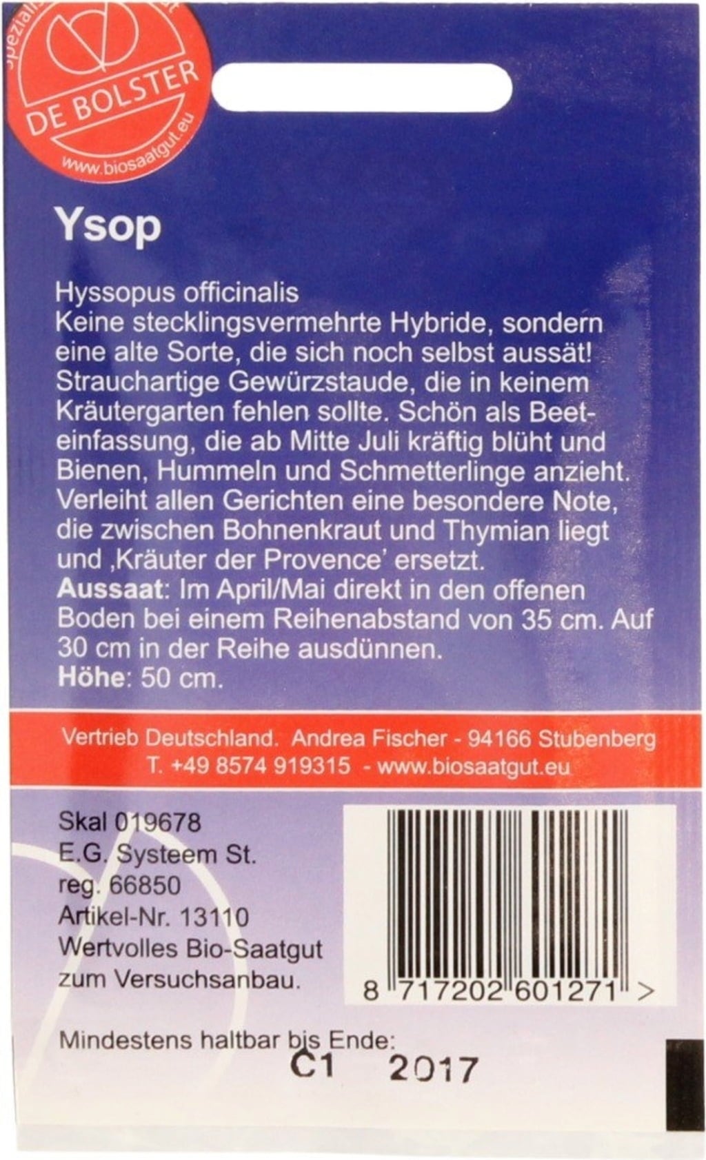 De Bolster Hysope  - 1 g