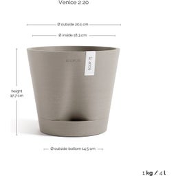Ecopots Topf Venice 2 taupe - Ø 20 cm, Höhe 17,7 cm