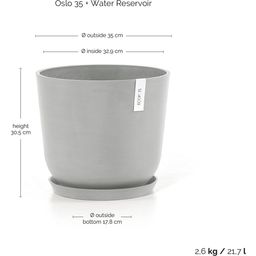 Ecopots Oslo Blanc Gris + Réservoir d'Eau - Ø 35 cm, Höhe 30,50 cm