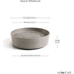 Ecopots Saucer Wheels - Taupe - Ø 28,8 cm, H 8,2 cm