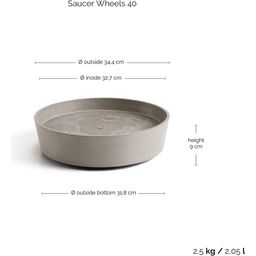 Ecopots Saucer Wheels - Taupe - Ø 34,4 cm, H 9 cm
