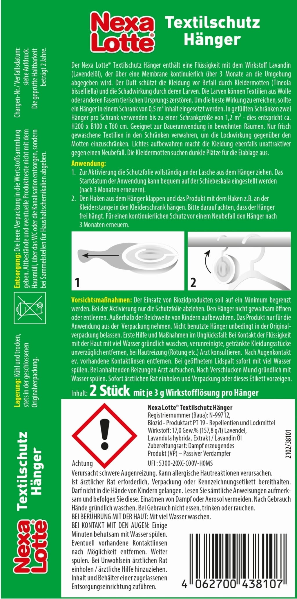 NexaLotte Long-Lasting Moth Protection Hanger - 2 items