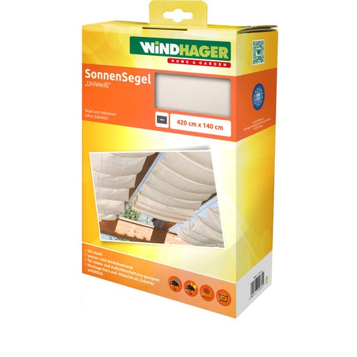 Sonnensegel-Seilspanntechnik, 4,2 x 1,4 m - Uniweiß