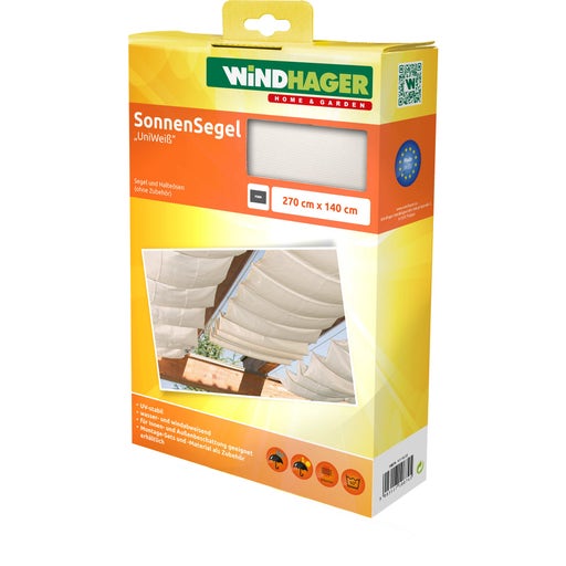 Sonnensegel-Seilspanntechnik, 2,7 x 1,4 m - Uniweiß