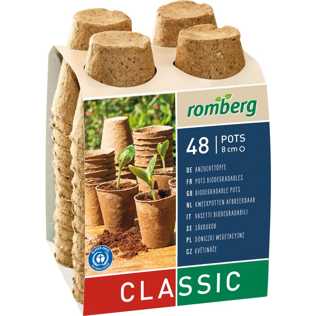 Vasi Biodegradabili In Fibra Di Legno - Diametro 8 Cm - Confezione Da 48 - Senza Torba - Gardening Naturally