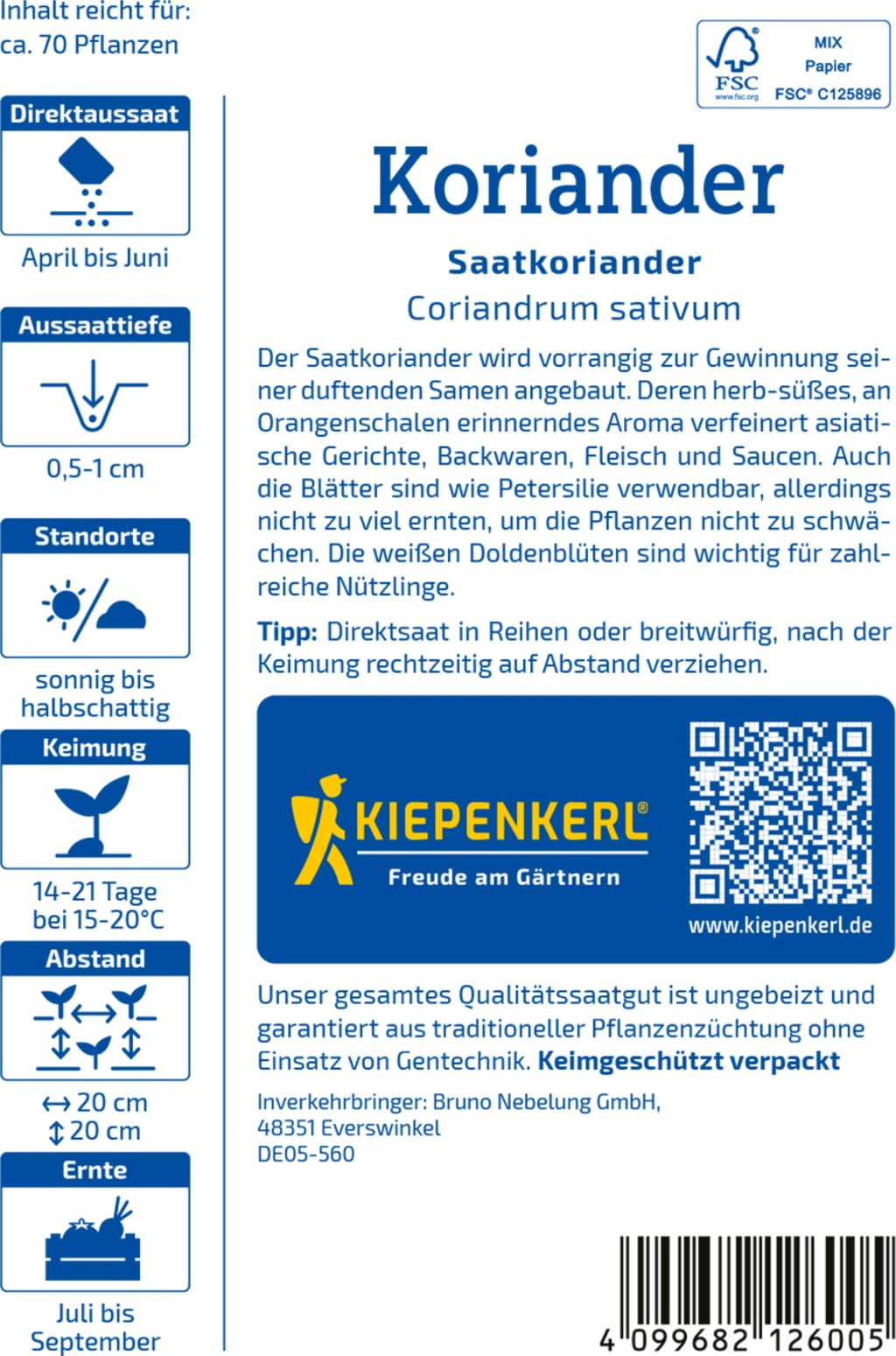 Kiepenkerl Koriander Saatkoriander - 1 Pkg
