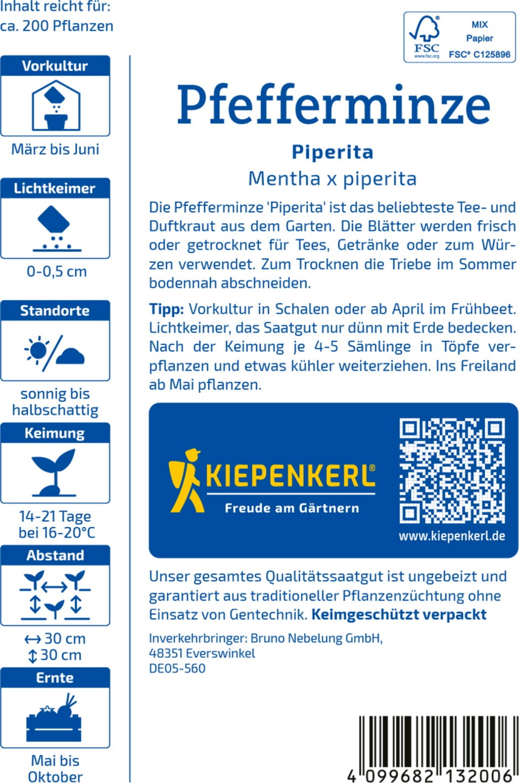 Kiepenkerl Menthe Poivrée Piperita - 1 sachet