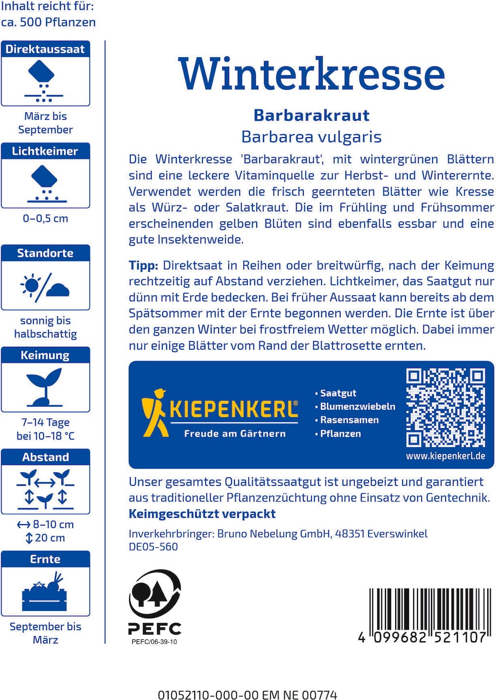 Kiepenkerl Vårgyllen / Vinterkrasse - 1 Paket