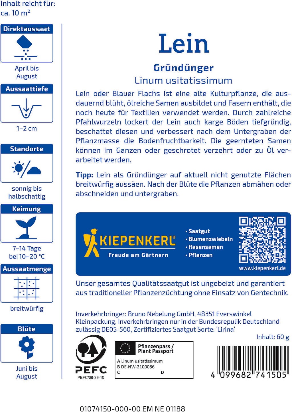 Kiepenkerl Flaxseed - 1 Pkg