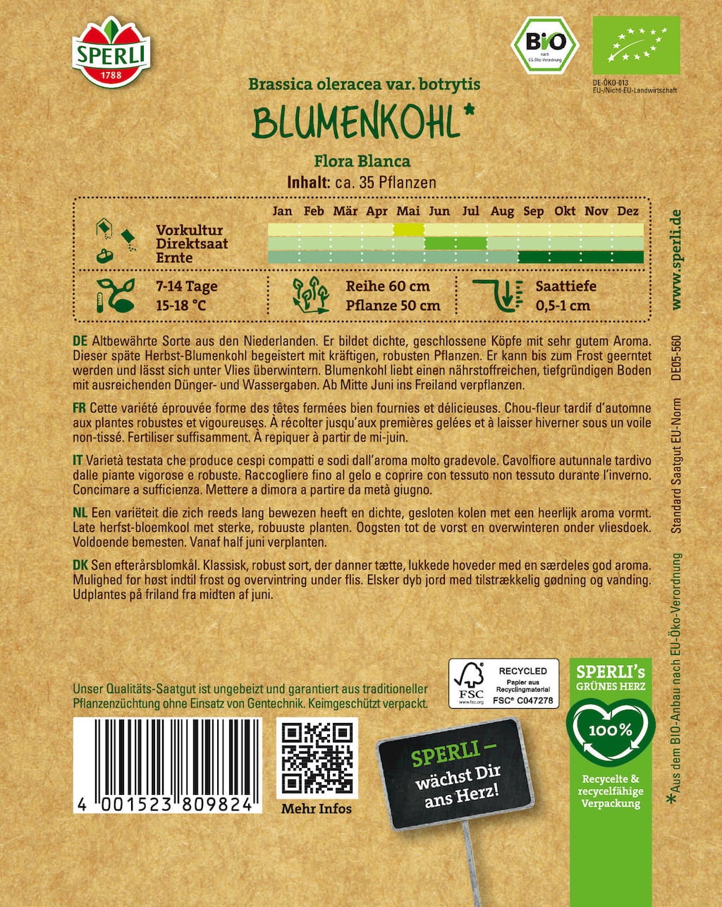 Sperli Ekologisk Blomkål - 1 Paket