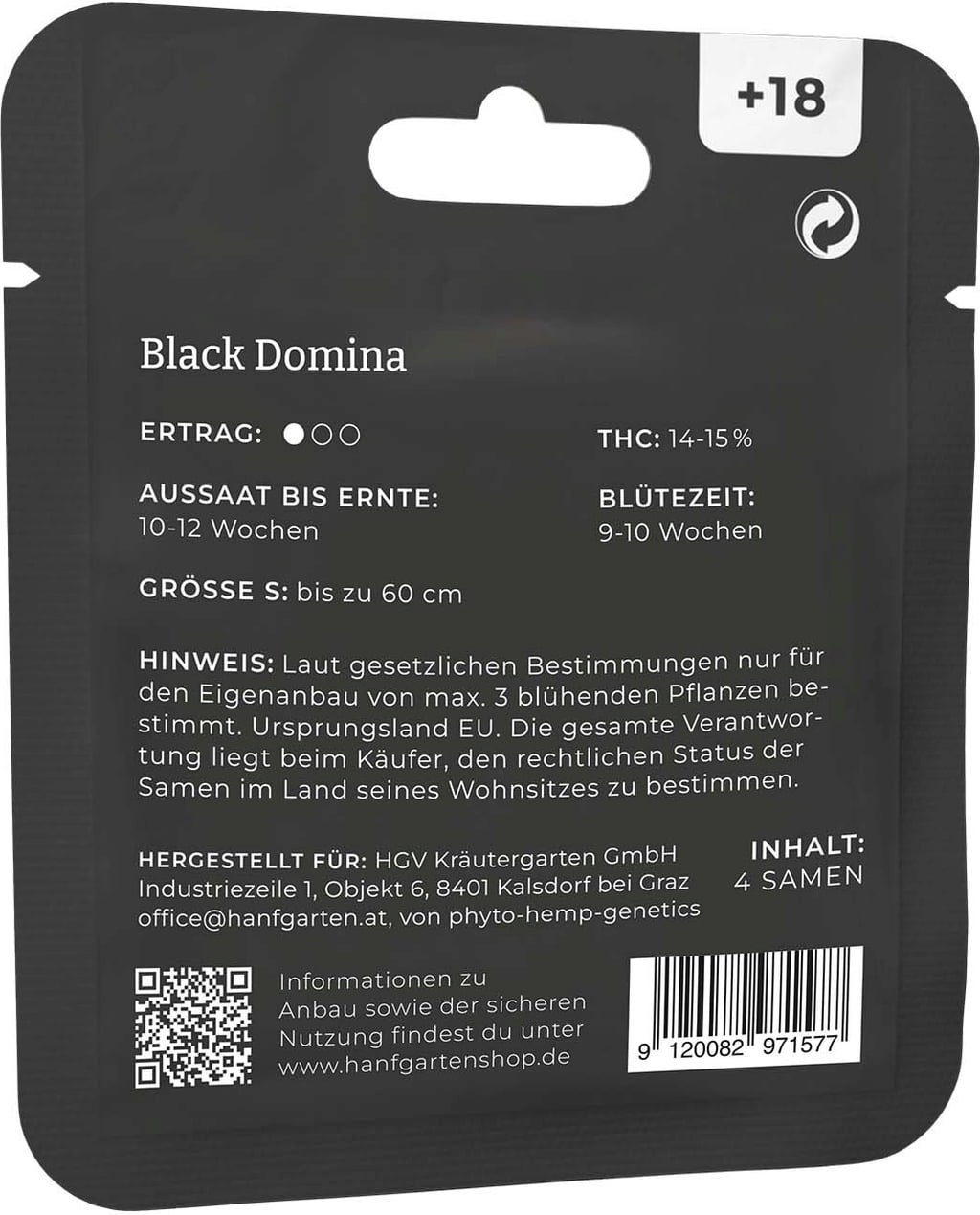 Cannabis Samen - Black Domina | Autoflowering - 1 Pkg