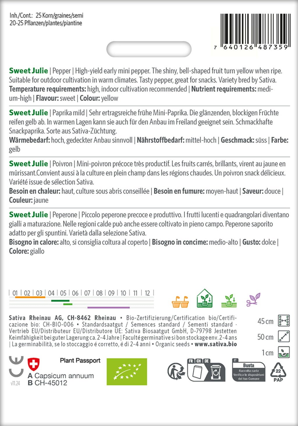 Organic Seeds - Mild Paprika 