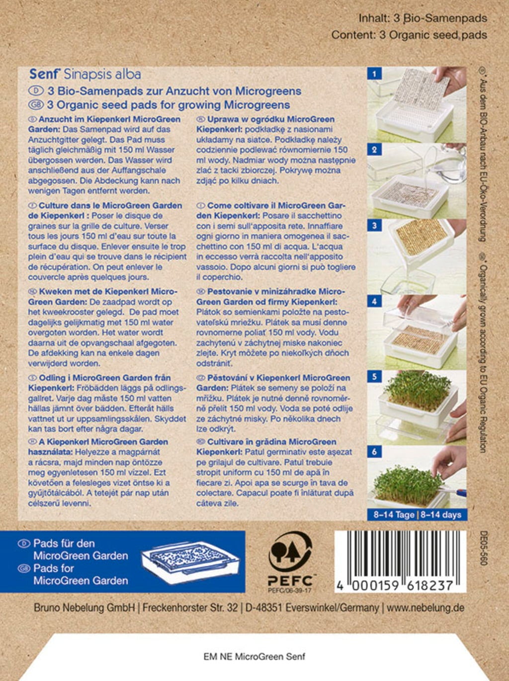 Kiepenkerl MicroGreen Garden Bio-Senf Nachfüllpads - 3 Stück