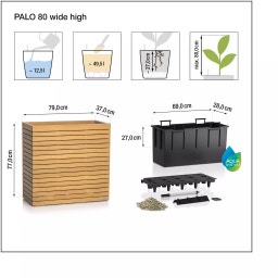 Lechuza PALO Natural Wood 80 Wide - High