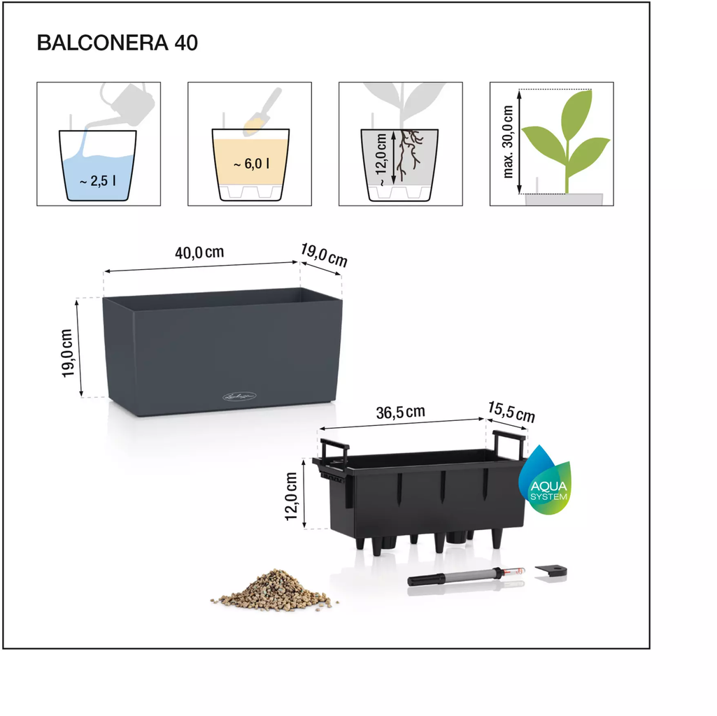 Lechuza Cvetlično korito BALCONERA Color 40