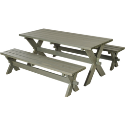 PLUS A/S Nostalgi Table and 2 Benches - Gray-brown