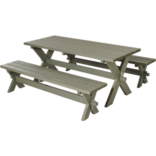 PLUS A/S Nostalgi Table and 2 Benches - Gray-brown