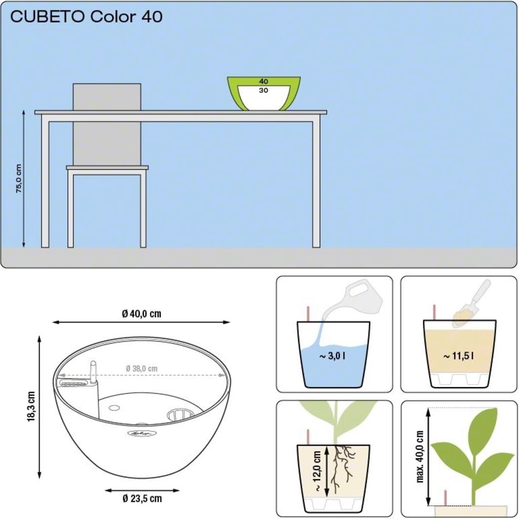 Lechuza CUBETO Stone 40 Planter