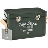 Box na skladovanie osiva s koženou rukoväťou - zelený