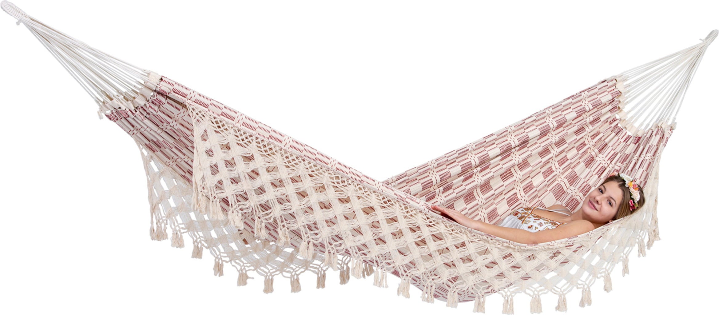 AMAZONAS XXL Boho Hängmatta Rio Bordeaux - 1 st.