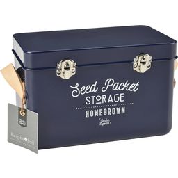 Leather Handled Seed Storage Box in Atlantic Blue