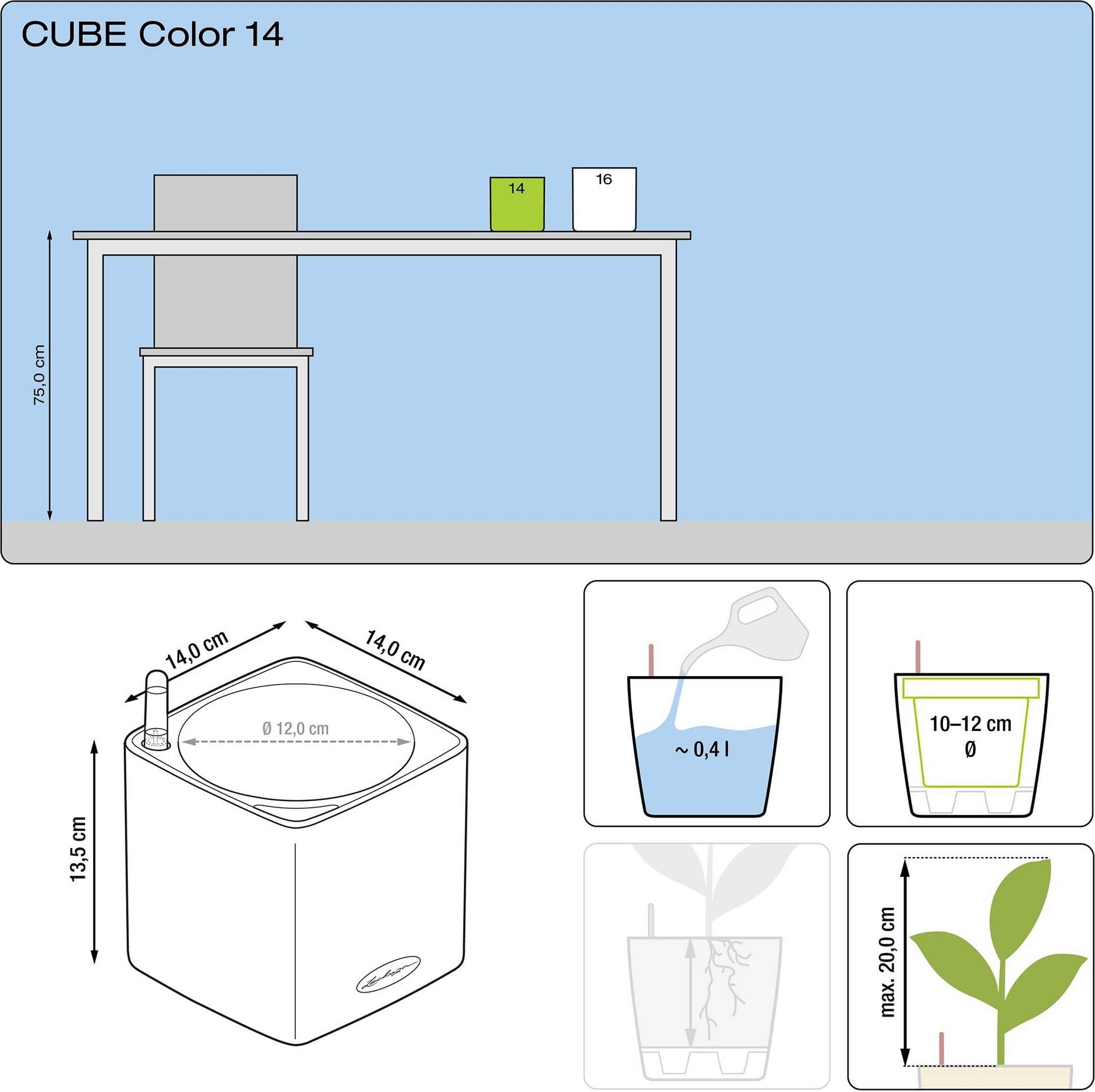 Lechuza Planter Cube Color 14