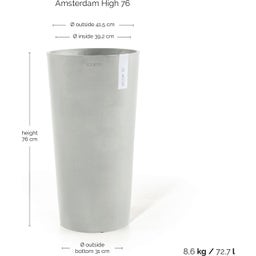 Ecopots Doniczka Amsterdam High 76 - szara - biało-szary