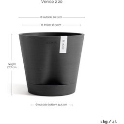 Ecopots Venice 2 Pflanztopf dunkelgrau - Ø 20 cm, Höhe 17,5 cm
