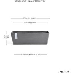 Bruges skrzynka na kwiaty ze zbiornikiem na wodę, 55 cm - szary