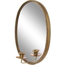 Specchio con Portacandele in Ottone Anticato - Louise