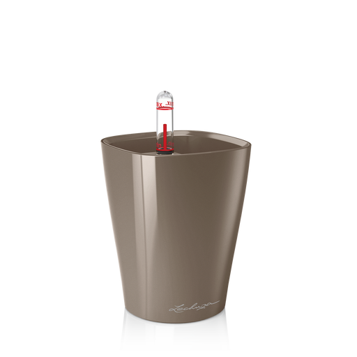 Lechuza MINI DELTINI Tabletop Planter - Taupe Glossy