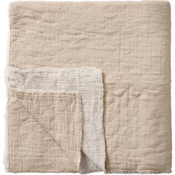 Ib Laursen Decke mit Karo-Stickerei - Natur / Offwhite