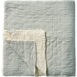 Ib Laursen Decke mit Karo-Stickerei - Hellblau / Offwhite