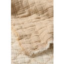 Ib Laursen Decke mit Karo-Stickerei - Natur / Offwhite