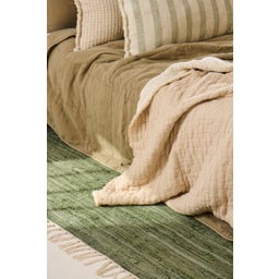 Ib Laursen Decke mit Karo-Stickerei - Natur / Offwhite