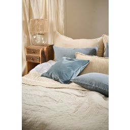 Ib Laursen Decke mit Karo-Stickerei - Hellblau / Offwhite