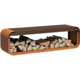 Holzaufbewahrung "Serra" mit Sitzfläche aus Cortenstahl 1500x400x450 mm
