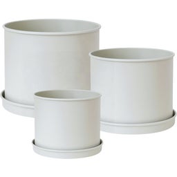 Blumentopf mit Untersetzer 3er Set Metall - greige