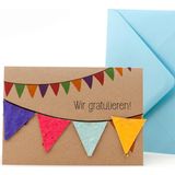 Floral Greeting Card "Wir gratulieren Wimpel"