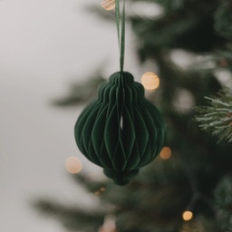 Decoración Colgante de Papel - 10 cm, Set de 3 unidades - Verde oscuro