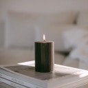 Eulenschnitt Fluted Pillar Candle, small - Black