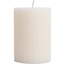 Blockkerze Rillen Klein, Weiß