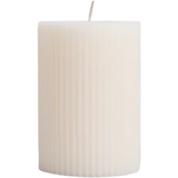Eulenschnitt Blockkerze Rillen Klein - Weiß