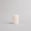 Eulenschnitt Blockkerze Rillen Klein - Weiß