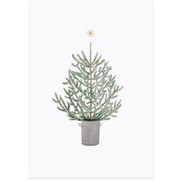 Eulenschnitt Aquarellkarte - Christmas Tree
