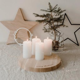 Eulenschnitt Kerzenbrett Merry Christmas 32 cm - 1 Stk.