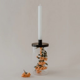 Eulenschnitt Black Candle Holder for Glass Container