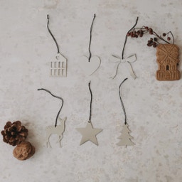 Christmas Tree Decorations, mixed 6 piece set - Silver